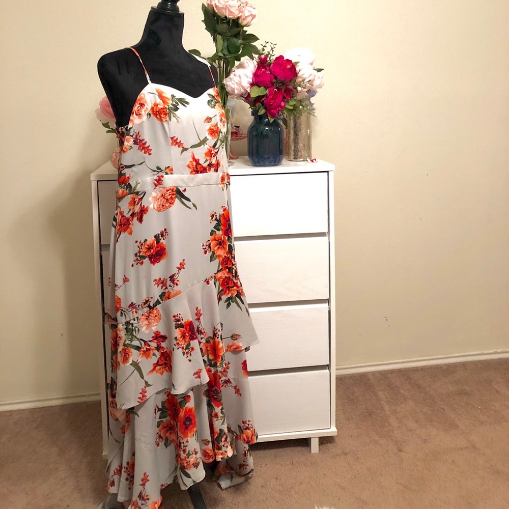 NWT Leith Floral High Low Dress